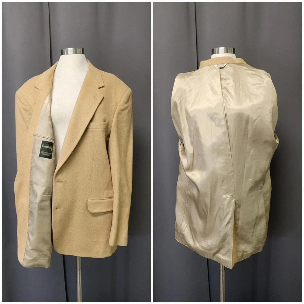 Vintage 70s Hunt Valley Sport Coat Tan 100% Camel Hair Two Button Blazer 44L USA